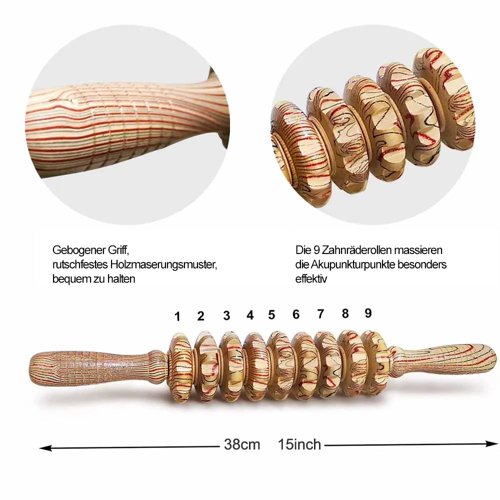9-Rollen Holz-Massagegerät
