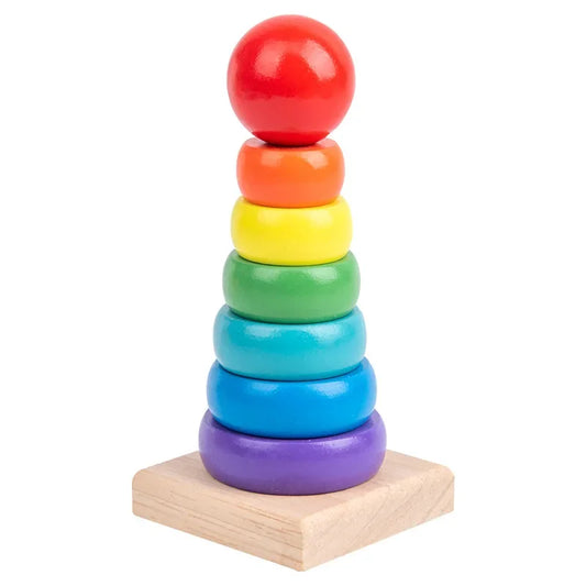 Montessori Holz-Stapelturm Regenbogen